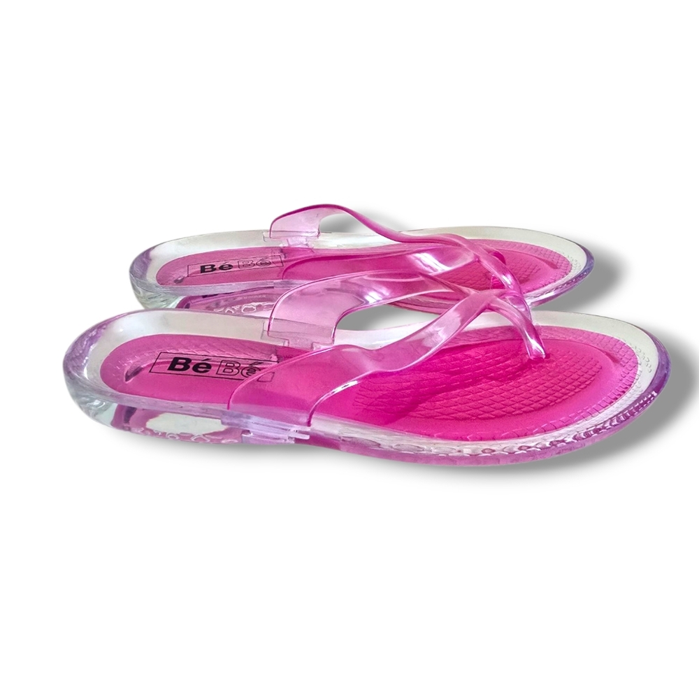 bebe Clear Pink Jelly Flip Flop Sandals - Picture 6 of 16